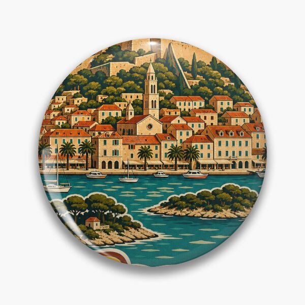 Item preview, Hvar Croatia Travel Souvenir - Retro Illustration designed and sold by VisualArtsOasis.