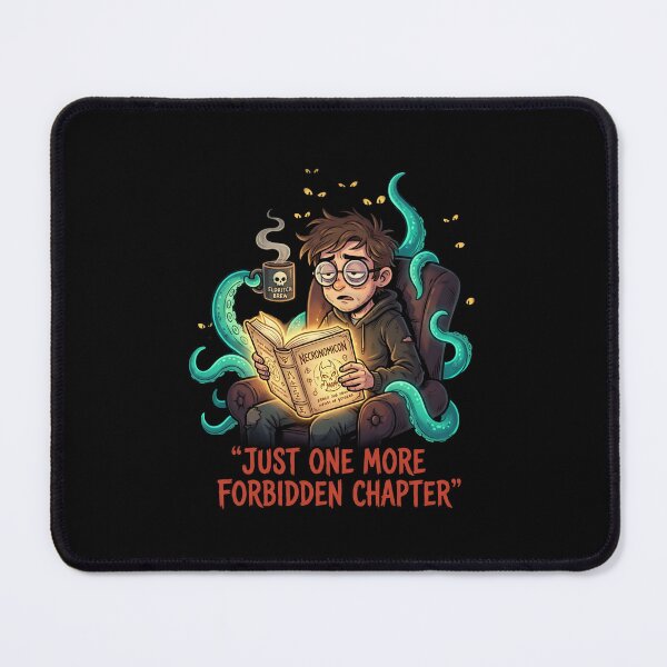 Item preview, Just One More Forbidden Chapter Necronomicon Cthulhu Reading Cute Cartoon designed and sold by Fenay Designs.