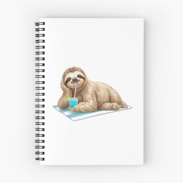 Item preview, Beach Sloth Relaxing With Summer Drink – Lazy Vacation Vibes Illustration designed and sold by Quiet Joy Studio.