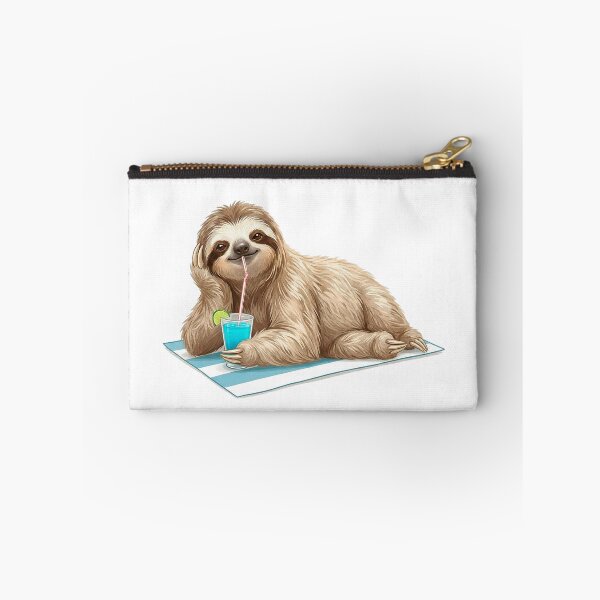 Item preview, Beach Sloth Relaxing With Summer Drink – Lazy Vacation Vibes Illustration designed and sold by Quiet Joy Studio.