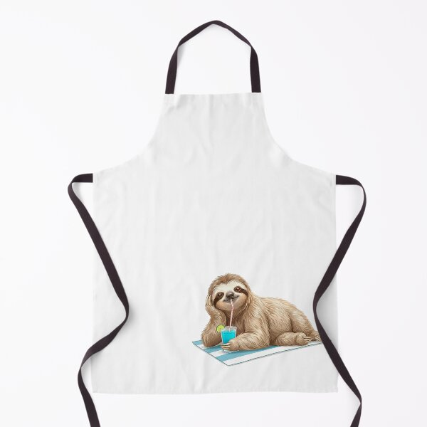 Item preview, Beach Sloth Relaxing With Summer Drink – Lazy Vacation Vibes Illustration designed and sold by Quiet Joy Studio.