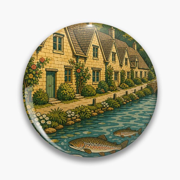 Item preview, Bibury England Travel Souvenir - Retro Illustration designed and sold by VisualArtsOasis.