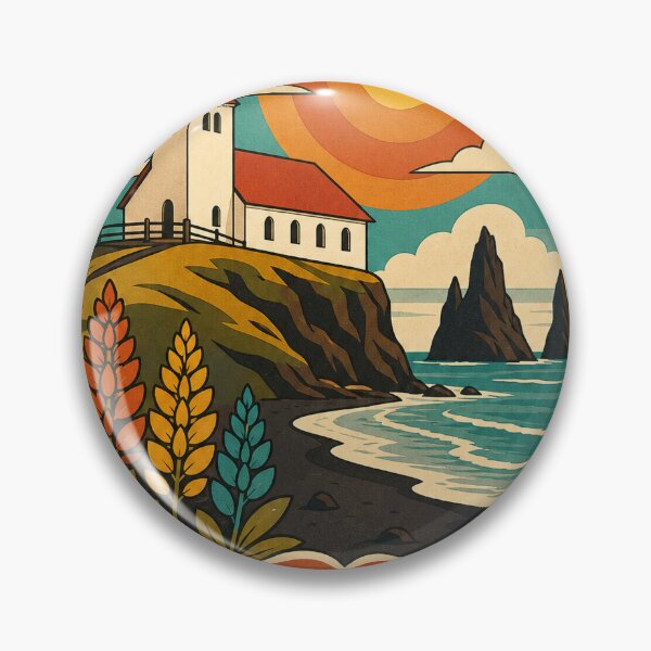 Item preview, Vik Iceland Travel Souvenir - Retro Illustration designed and sold by VisualArtsOasis.