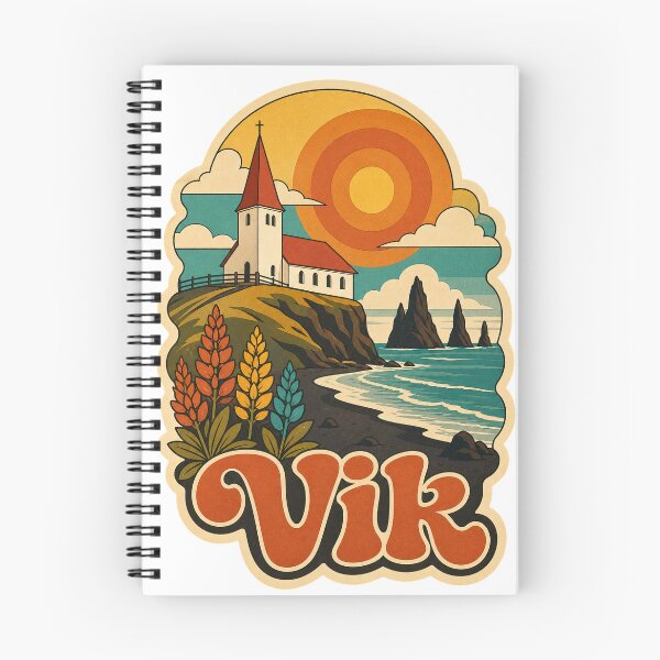 Item preview, Vik Iceland Travel Souvenir - Retro Illustration designed and sold by VisualArtsOasis.