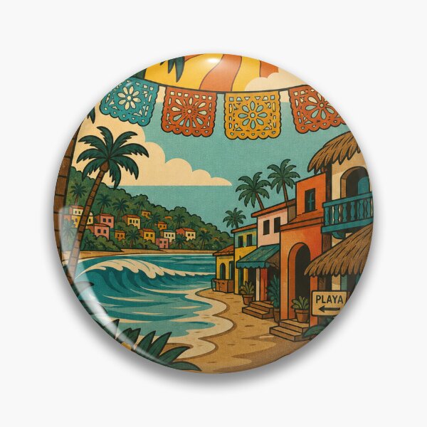 Item preview, Sayulita Mexico Travel Souvenir - Retro Illustration designed and sold by VisualArtsOasis.
