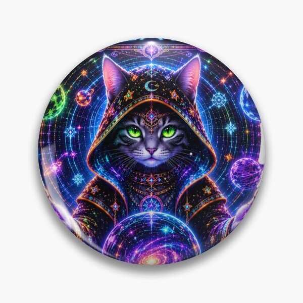 Artikelvorschau, Cosmic Oracle Cat – Galactic Mystic Neon entworfen und verkauft von Neon Riot Studio.