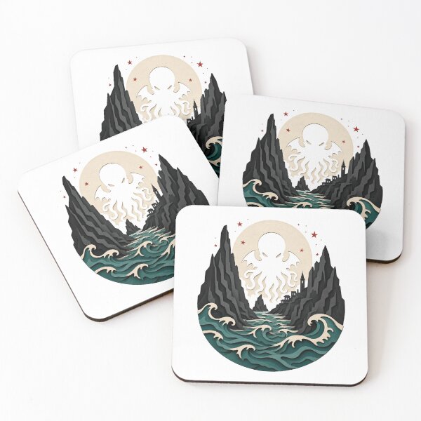 Artikelvorschau, Cthulhu Papercut Silhouette Mondbeschienenes Seeungeheuer Gothic Art entworfen und verkauft von Fenay Designs.