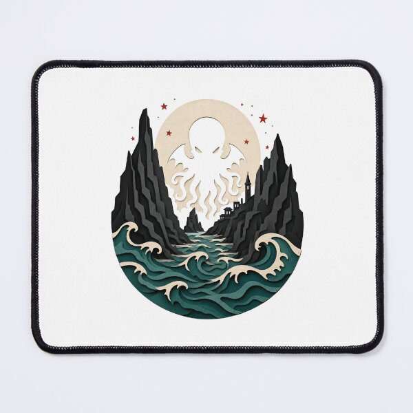 Item preview, Cthulhu Papercut Silhouette Moonlit Sea Monster Gothic Art designed and sold by Fenay Designs.