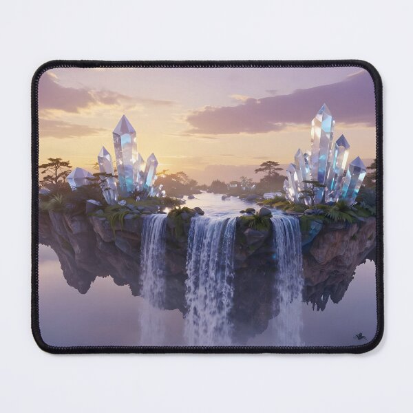 Item preview, Crystal Waters – Serene Floating Island Fantasy Art designed and sold by LittleBigGifts.