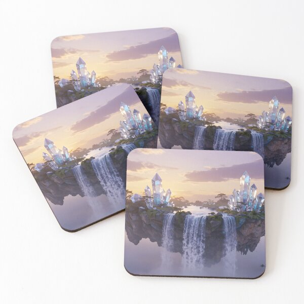 Item preview, Crystal Waters – Serene Floating Island Fantasy Art designed and sold by LittleBigGifts.