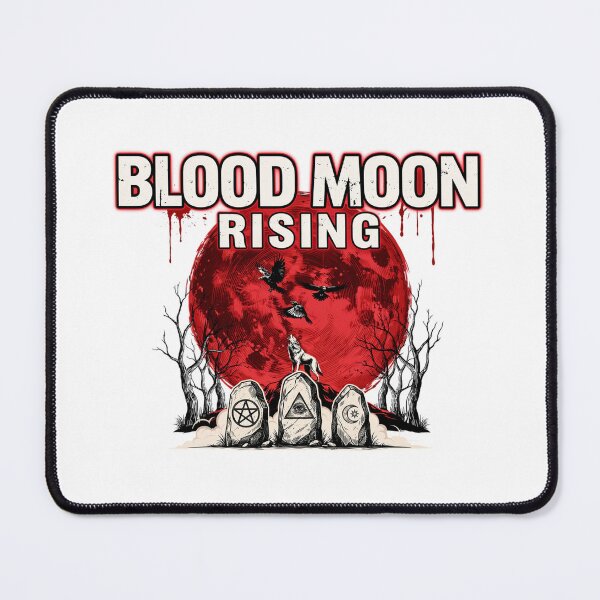 Item preview, Blood Moon Rising, Wolf Occult Stones Vintage Horror designed and sold by CryptReel.