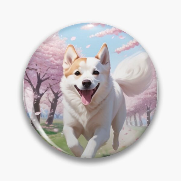 Item preview, Digital Art - Smiling Shiba Inu Dog, Spring Floral Atmosphere designed and sold by DoodyPets.