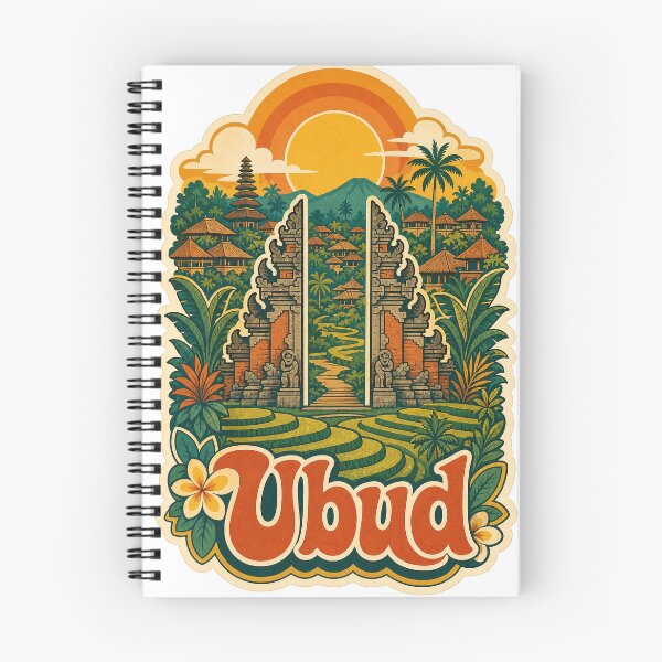 Item preview, Ubud Indonesia Travel Souvenir - Retro Illustration designed and sold by VisualArtsOasis.