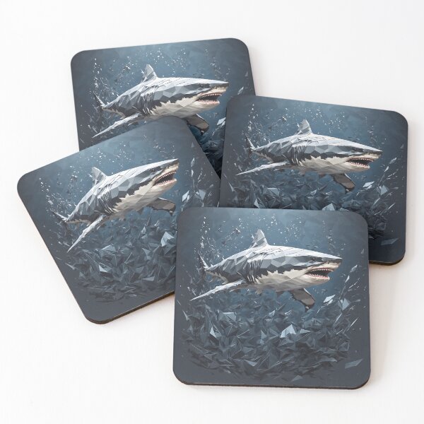 Item preview, Great White Shark Geometric Art designed and sold by RawNaturePrints.
