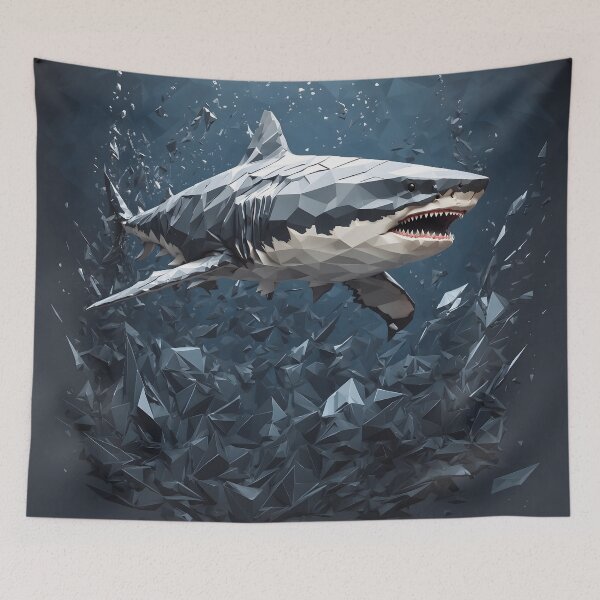 Item preview, Great White Shark Geometric Art designed and sold by RawNaturePrints.