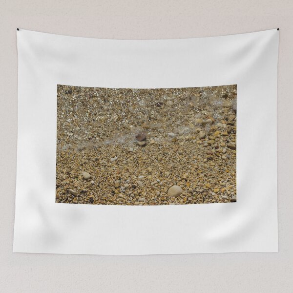 Item preview, Pebble Beach Shoreline With Clear Shallow Water, Gentle Wave Foam And Sunlit Stones designed and sold by Nmallia.