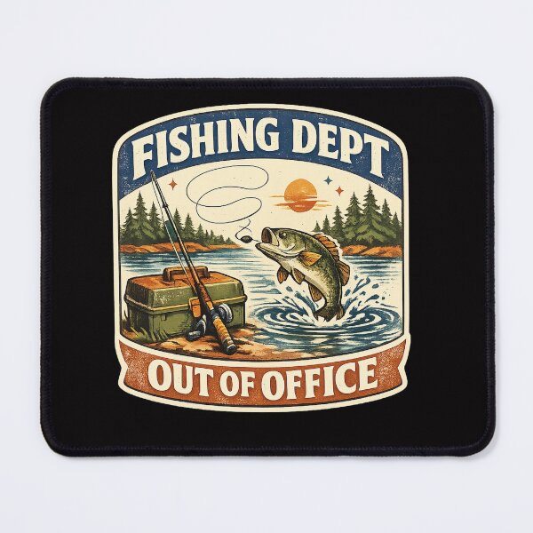 Item preview, Fishing Dept Out Of Office Retro Fisherman Shirt designed and sold by Concrete Coffee Studio.