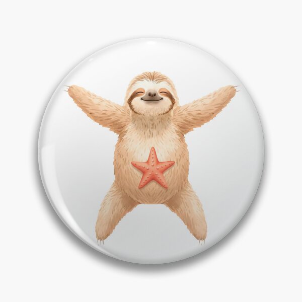 Item preview, Beach Sloth With Starfish – Happy Summer Relaxation Illustration designed and sold by Quiet Joy Studio.