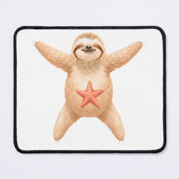 Item preview, Beach Sloth With Starfish – Happy Summer Relaxation Illustration designed and sold by Quiet Joy Studio.