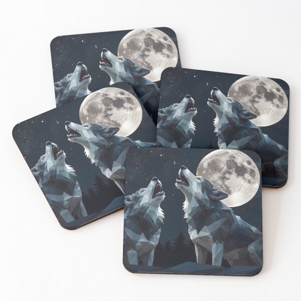 Item preview, Wolf Pack Geometric Night Art designed and sold by RawNaturePrints.