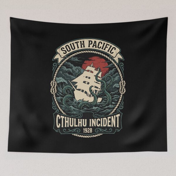 Item preview, South Pacific Cthulhu Incident 1928 Vintage Kraken Maritime Poster designed and sold by Fenay Designs.