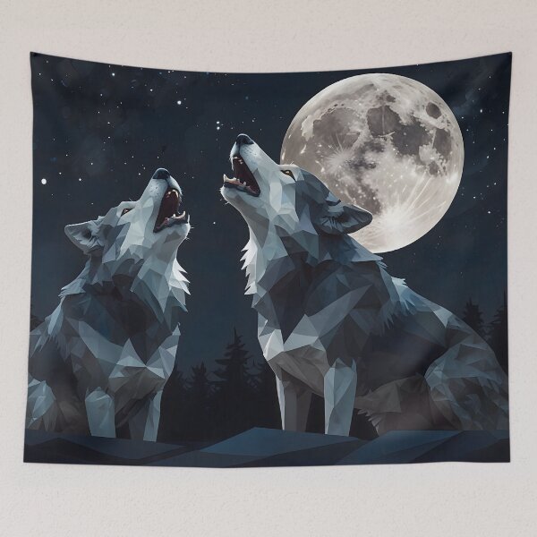 Item preview, Wolf Pack Geometric Night Art designed and sold by RawNaturePrints.