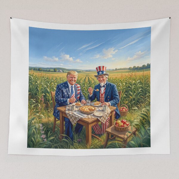 Item preview, Donald Trump And Uncle Sam Enjoying Apple Pie designed and sold by Home Decor Art.
