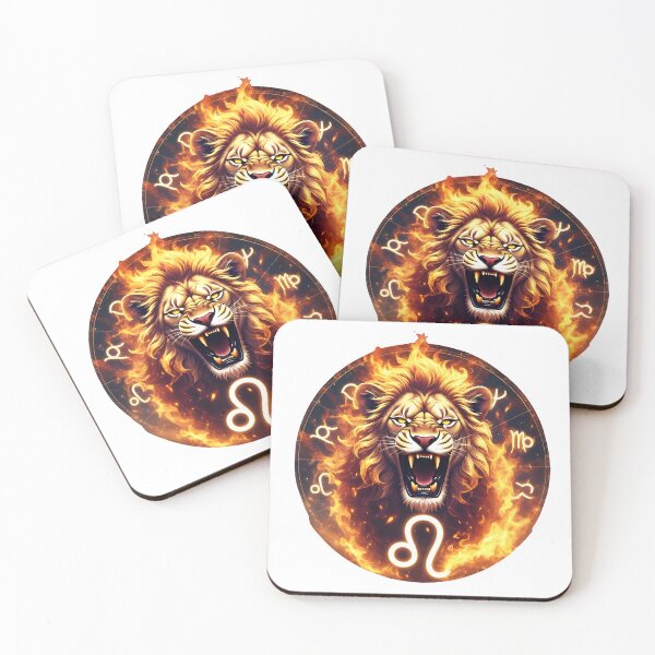 Item preview, Roaring Fire Leo Lion Zodiac Symbol Flame Circle Art designed and sold by Zodiac Celestial Art.