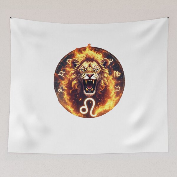 Item preview, Roaring Fire Leo Lion Zodiac Symbol Flame Circle Art designed and sold by Zodiac Celestial Art.