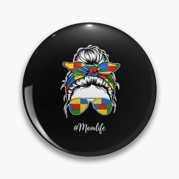 Item preview, Momlife Autism Awareness Messy Bun Mom designed and sold by PopStars1993.