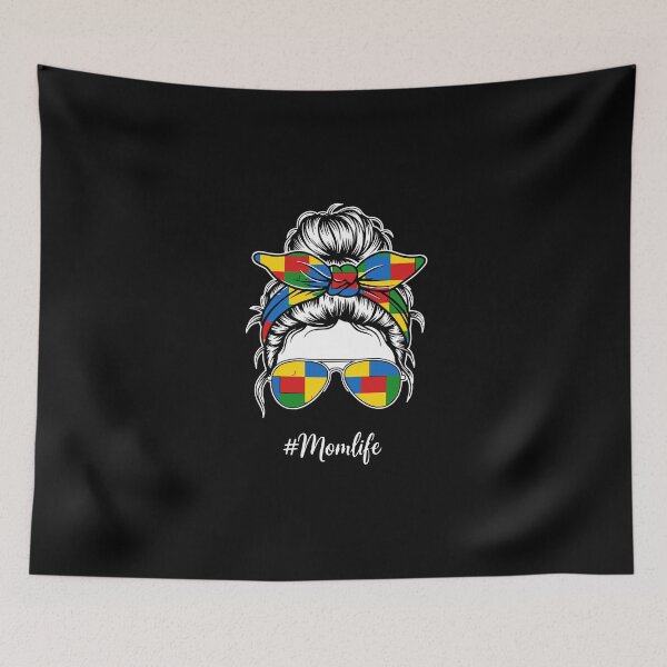 Item preview, Momlife Autism Awareness Messy Bun Mom designed and sold by PopStars1993.
