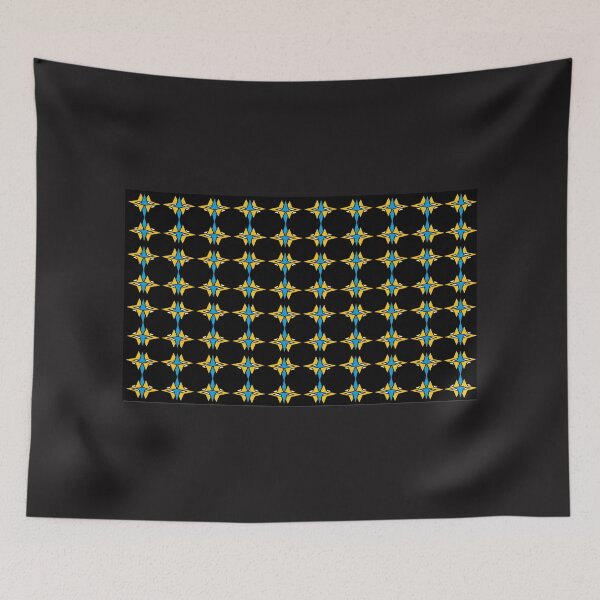 Item preview, Gold and Blue Geometric Star Seamless Pattern on Black designed and sold by Laremsaart.