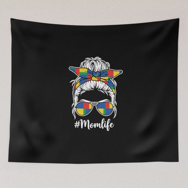 Item preview, Momlife Autism Awareness Messy Bun Mom designed and sold by PopStars1993.