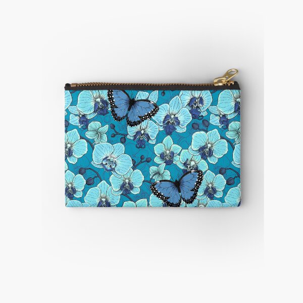 Item preview, Botanical Orchid Garden with Butterflies in blue designed and sold by Katerina Mitkova Kirilova.
