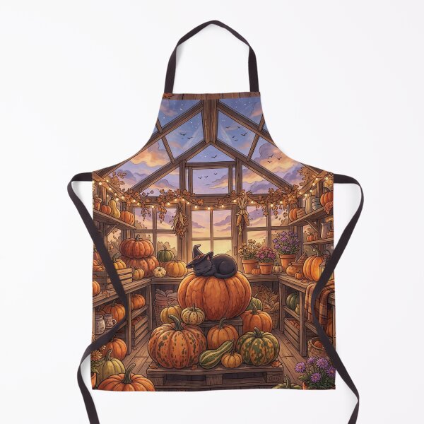 Item preview, Cozy Autumn Pumpkin Greenhouse - Cute Witch Cat Halloween Aesthetic Art designed and sold by raedattia.