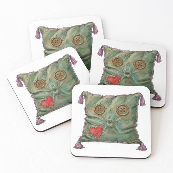 Item preview, Stitched Heart Pillow – Dark Valentine Love Illustration designed and sold by Quiet Joy Studio.