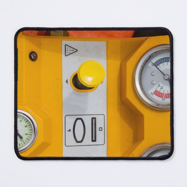 Item preview, Yellow Industrial Control Panel With Pressure Gauges, Dial and Safety Knob on Machinery designed and sold by Nmallia.