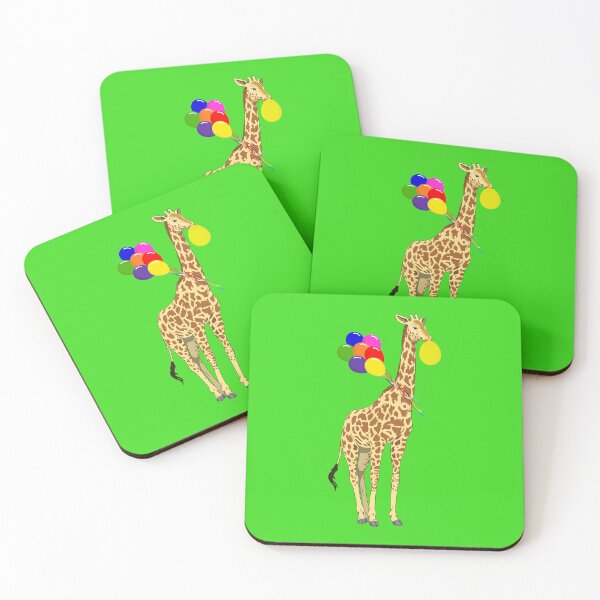 Item preview, giraffe and colorful balloons designed and sold by BUTTER7FLY.
