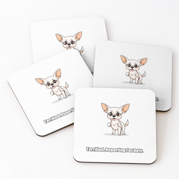 Artikelvorschau, Chihuahua – Verängstigt meldet er sich zum Dienst – Lustiges Geschenk für einen mutigen Chihuahua entworfen und verkauft von pawdrops.