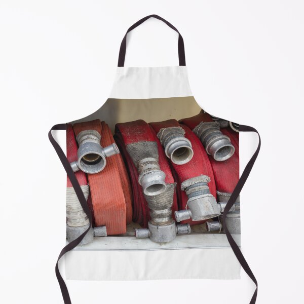 Item preview, Stacked Red Fire Hoses With Metal Couplings On A Fire Truck Shelf For Firefighting Readiness designed and sold by Nmallia.