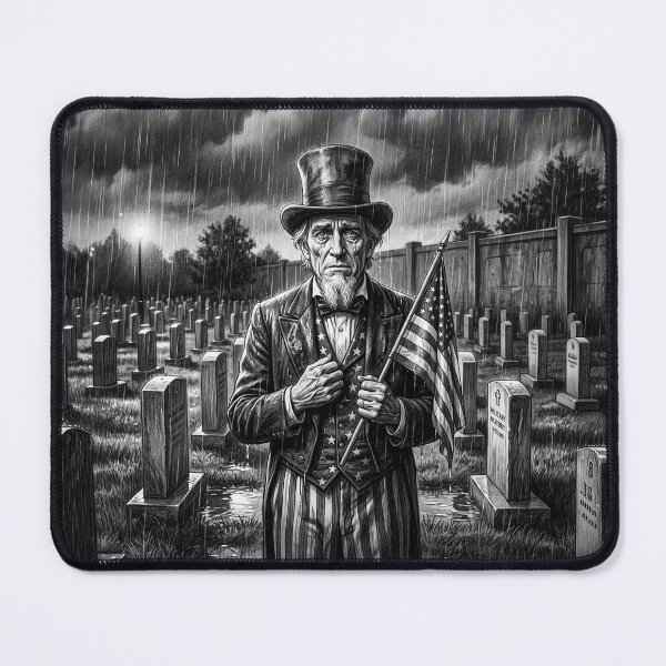 Item preview, Black & White Portrait Uncle Sam Crying In Military Cemetery designed and sold by Home Decor Art.