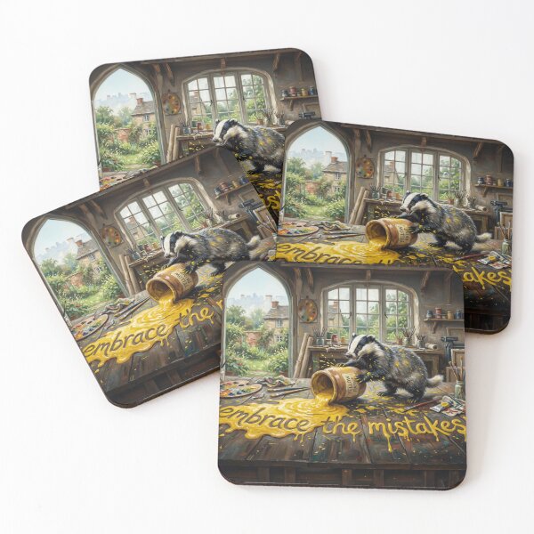 Item preview, Embrace The Mistakes Spilled Paint Badger Art designed and sold by Englandbear.