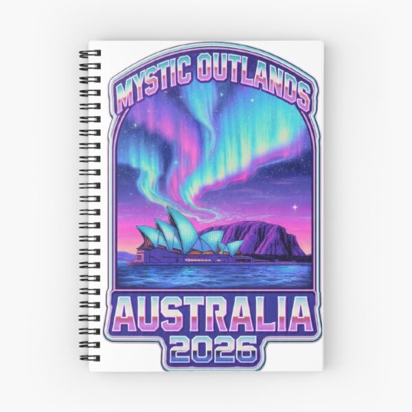 Item preview, Mystic Outlands Australia 2026 Aurora Sydney Uluru Retro Badge Tee designed and sold by BodaZZ.