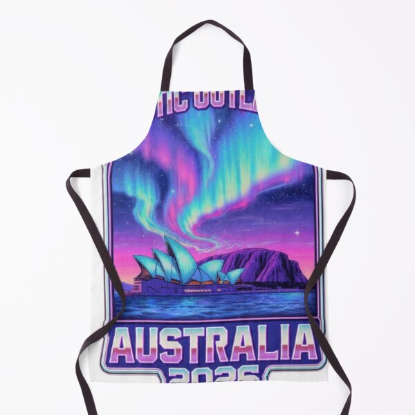 Item preview, Mystic Outlands Australia 2026 Aurora Sydney Uluru Retro Badge Tee designed and sold by BodaZZ.