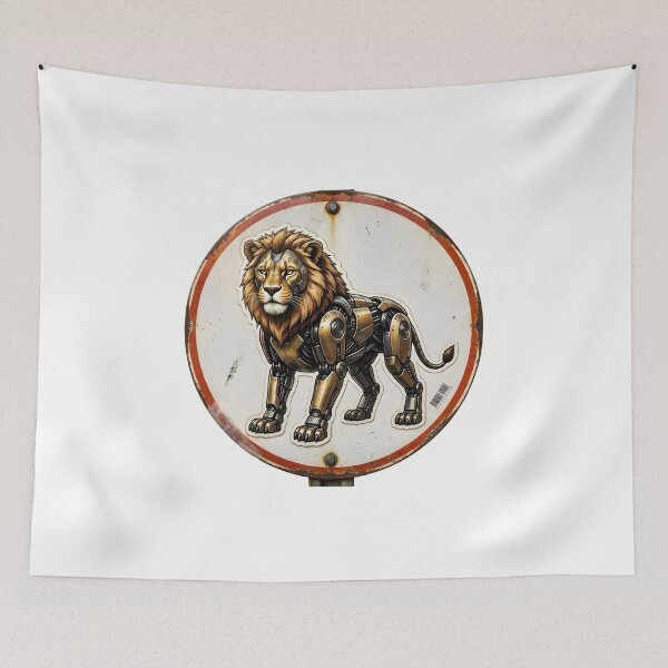 Item preview, Steampunk Mechanical Leo Lion Vintage Circle Sign Art designed and sold by Zodiac Celestial Art.