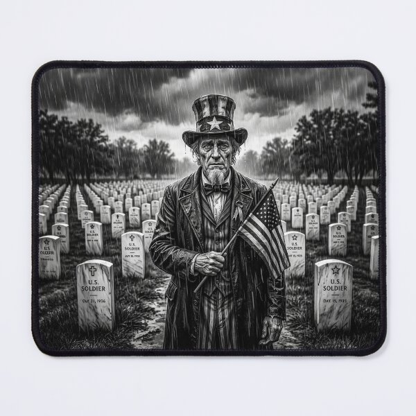 Item preview, Black & White Portrait Uncle Sam Crying In Military Cemetery designed and sold by Home Decor Art.