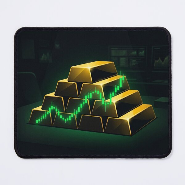 Item preview, Gold Bar Stack Trader Dark Desk Art designed and sold by FirmHoldStudio.