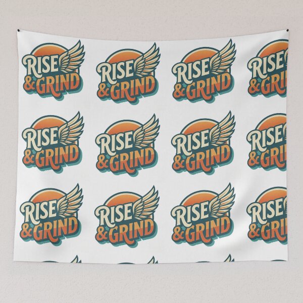 Item preview, Rise & Grind Retro Typography - Gym Motivation Art designed and sold by HayaasBoutique.