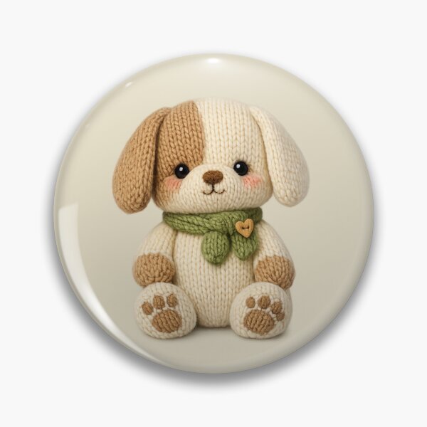 Item preview, Cute Knitted Puppy Plush | Kawaii Handmade Crochet Cottagecore designed and sold by Moons Studio.