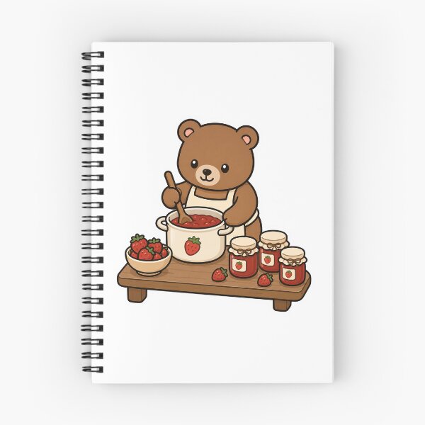 Item preview, Cute Bear Making Strawberry Jam | Kawaii Cottagecore Animal Sticker designed and sold by PawsGiggles.
